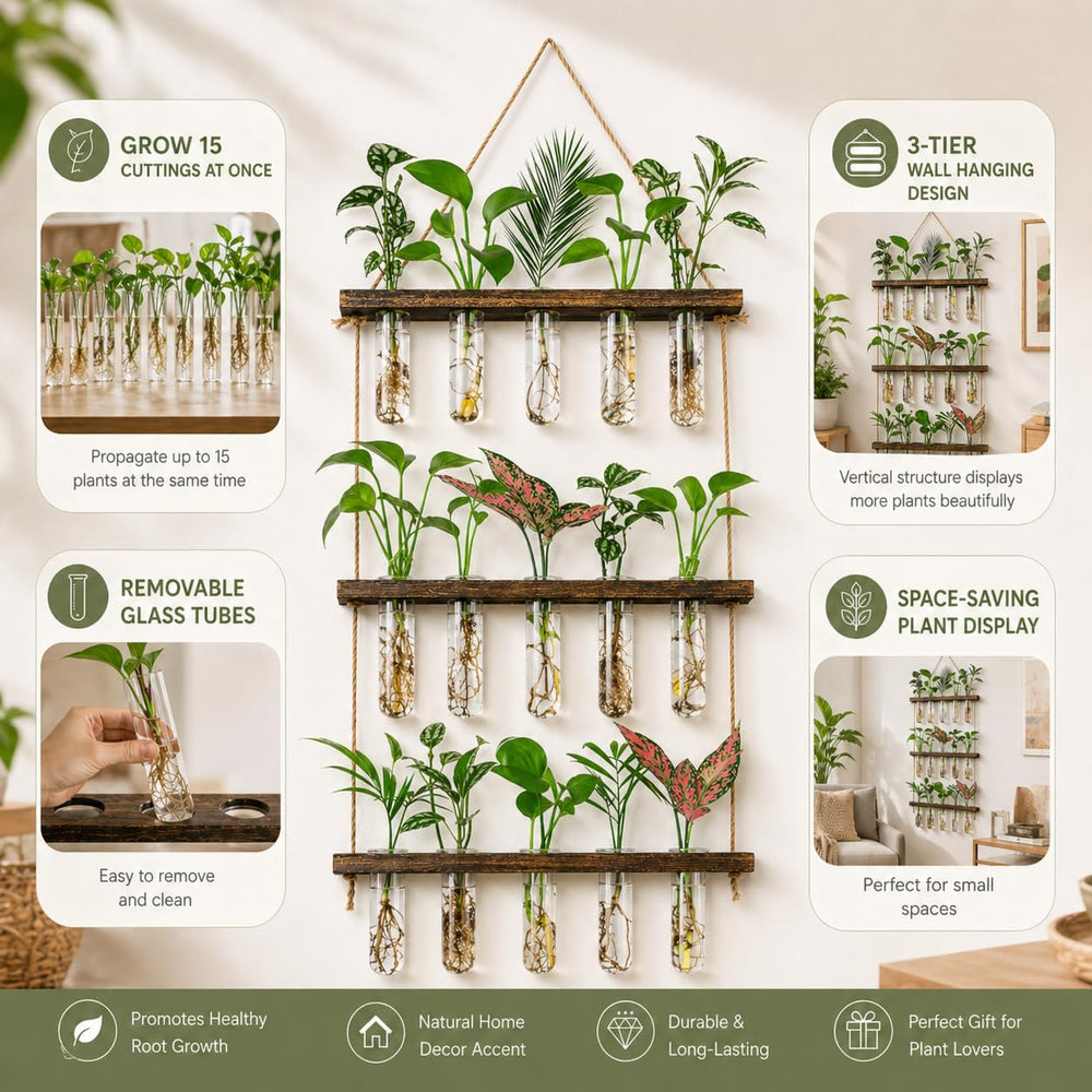 Packaging of the Monsiter QE 3 Tier Wall Hanging Propagation Station