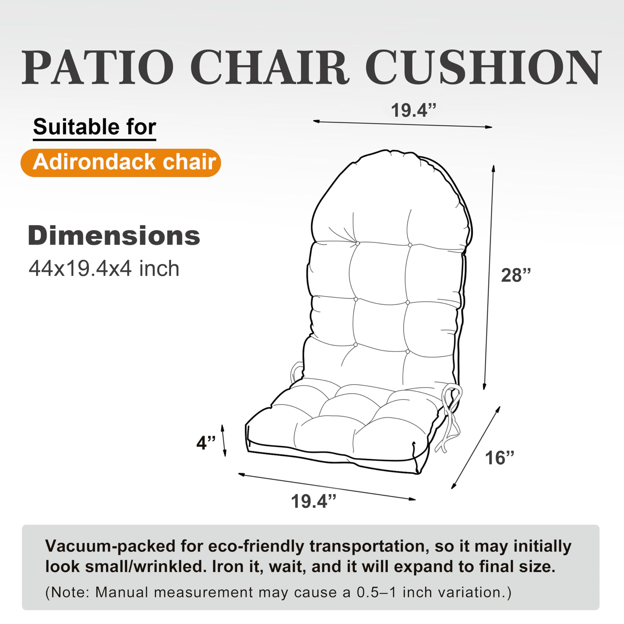 Packaging of the PNP HWJIAJU Adirondack Chair Cushion