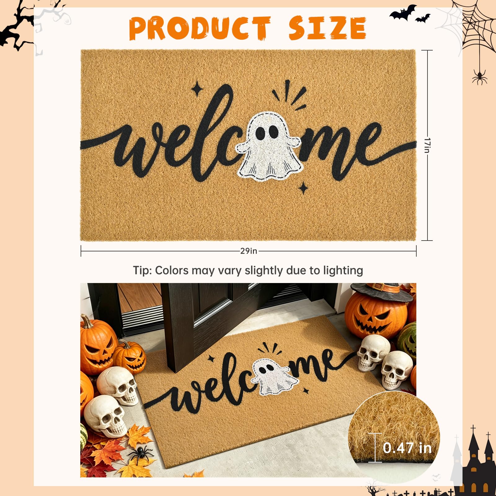 Packaging of the ULTSOFE Halloween Welcome Mat