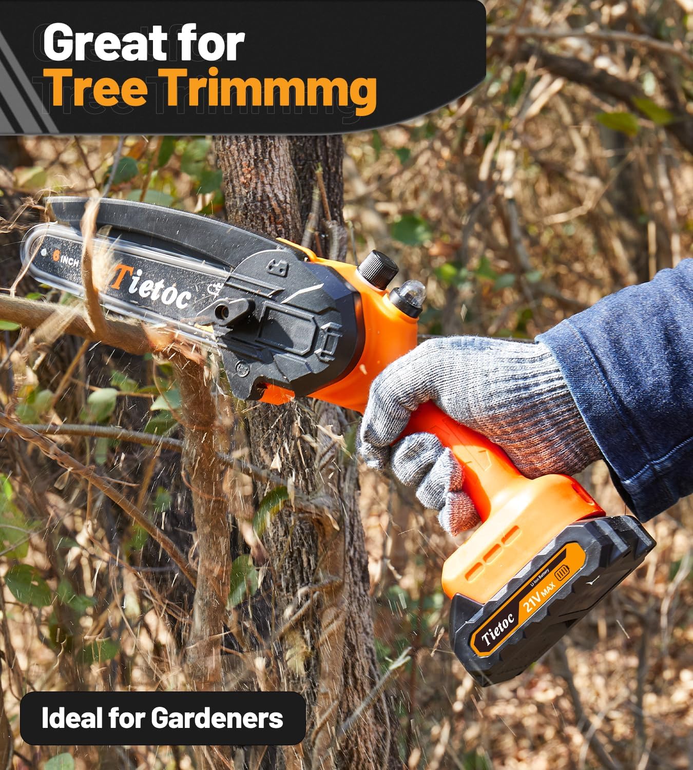 Packaging of Tietoc Mini Chainsaw showing included items