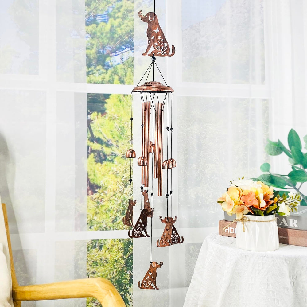Packaging of TIGGSY Dog Wind Chimes with product details