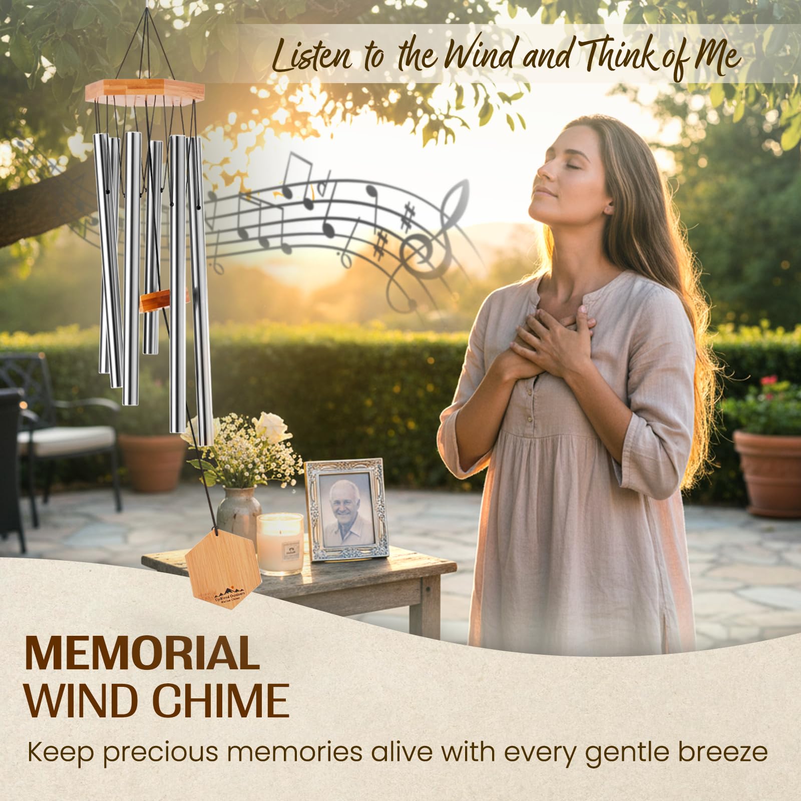Packaging of UpBlend Outdoors Silver Wind Chime