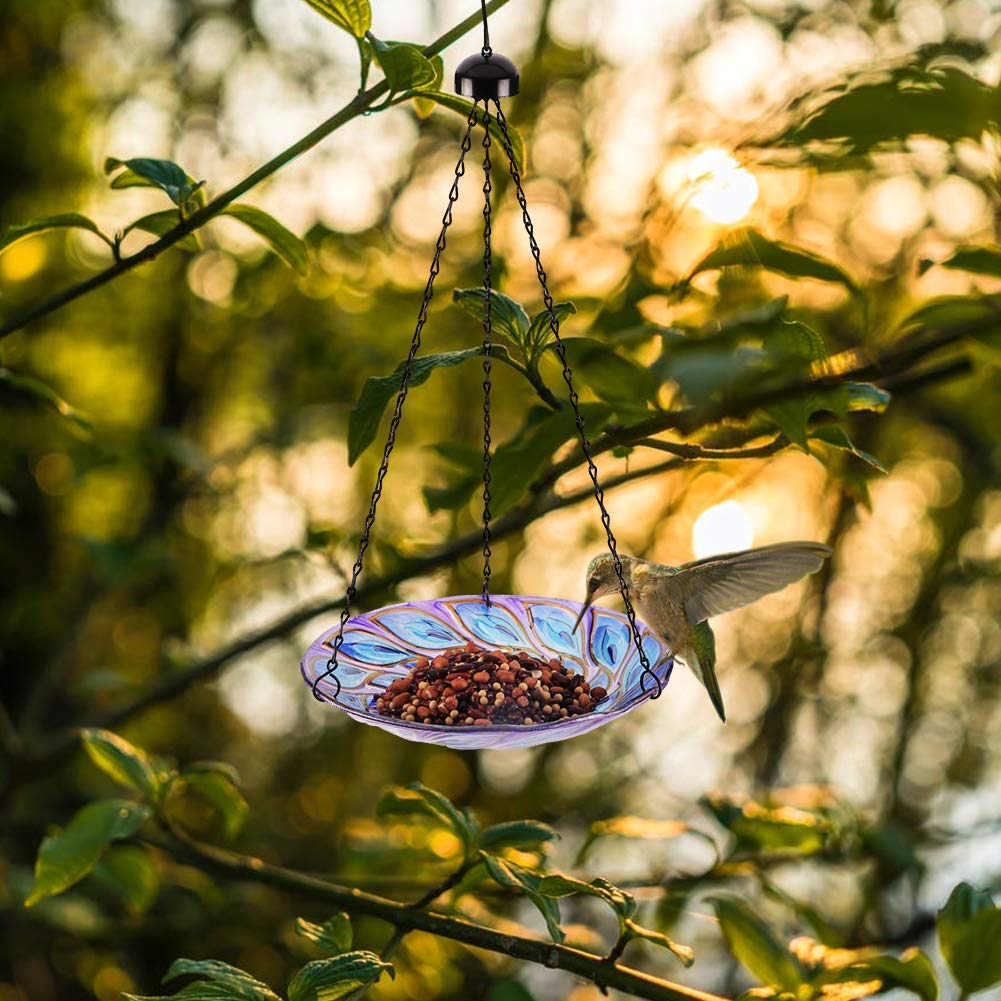 Packaging of VCUTEKA 11 inch Hanging Birdbath for outdoor use