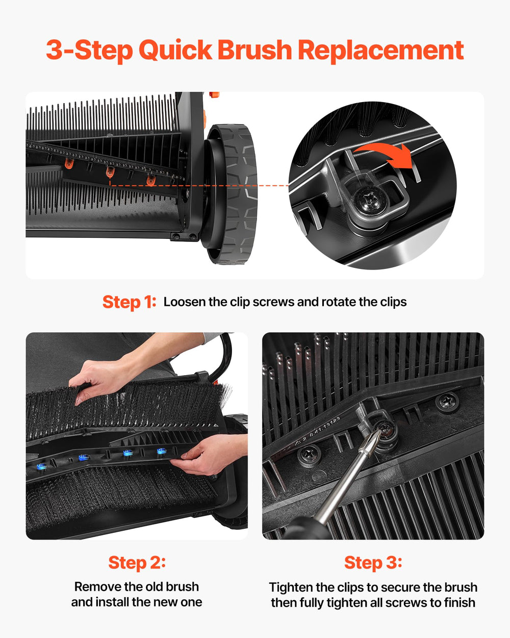 Packaging of VEVOR lawn sweeper brushes