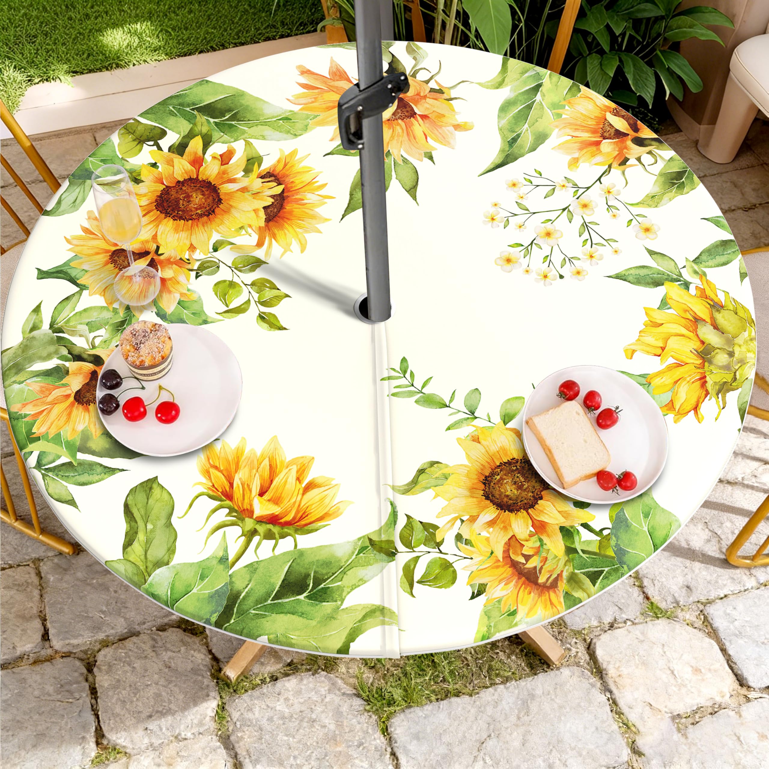 Packaging of Virtumob Outdoor Tablecloth with Sunflower print