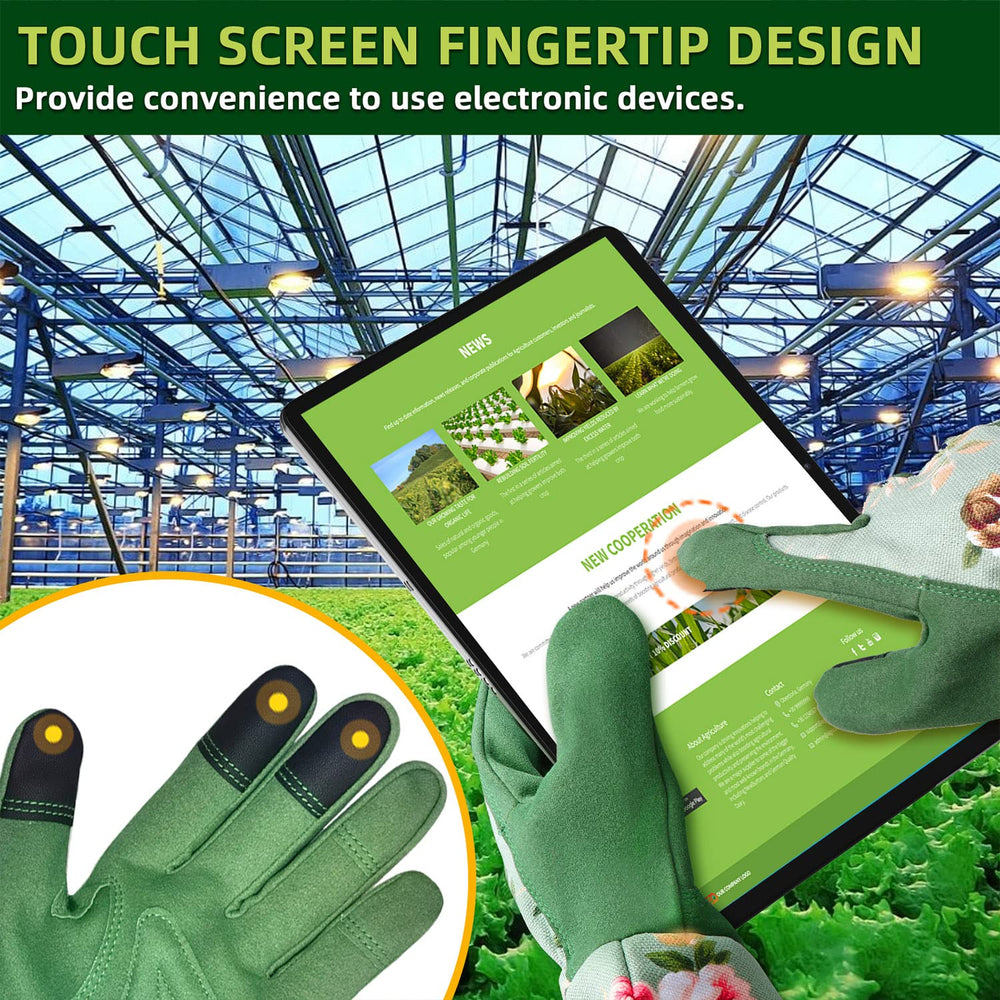Packaging of WANCHI Gardening Gloves, showcasing floral design