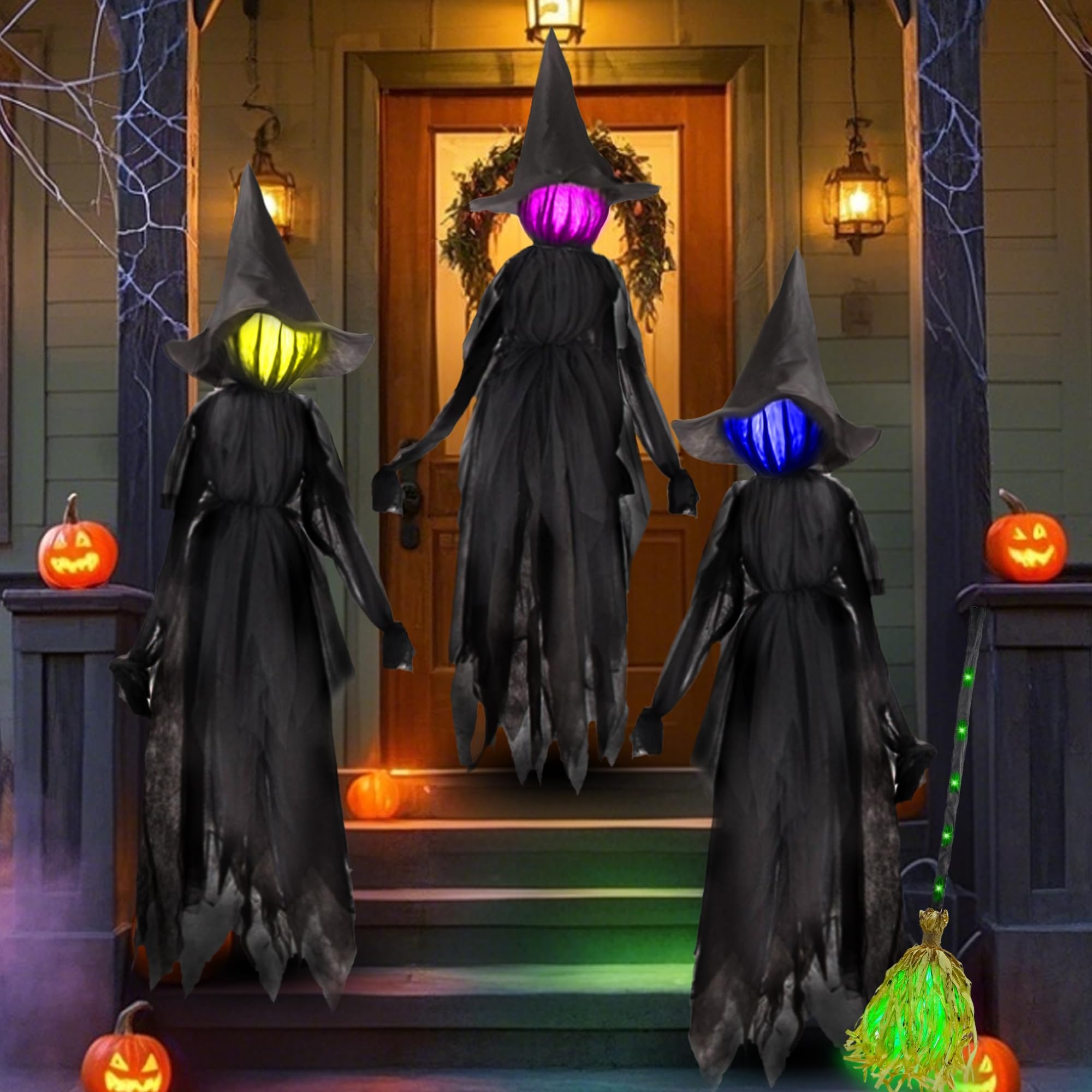 Packaging of winemana 3 Pack Halloween Witches Decor