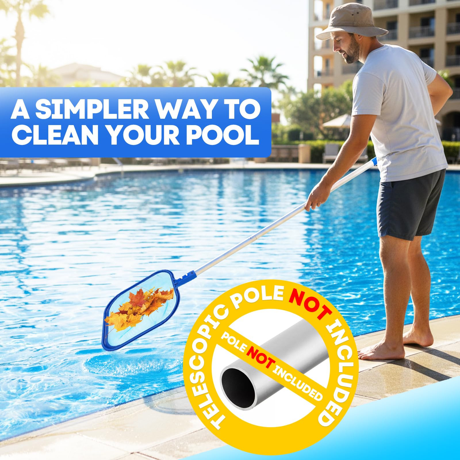 Packaging of YANLIFY Pool Skimmer Net displaying product details
