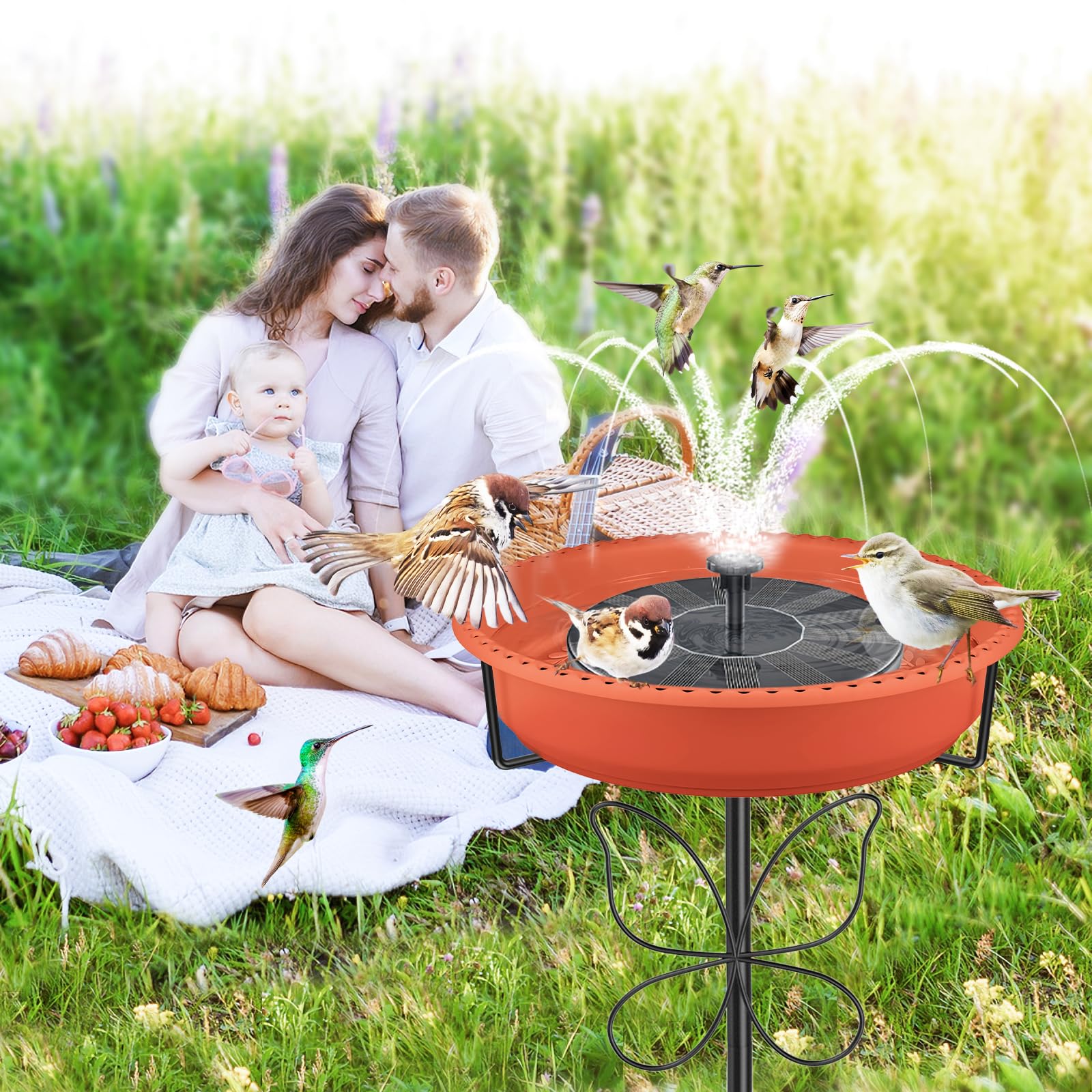 Packaging of YOADEHOA Bird Bath showing included components