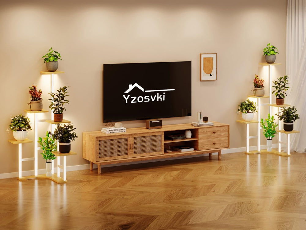 Packaging of Yzosvki Corner Plant Stand with assembly instructions