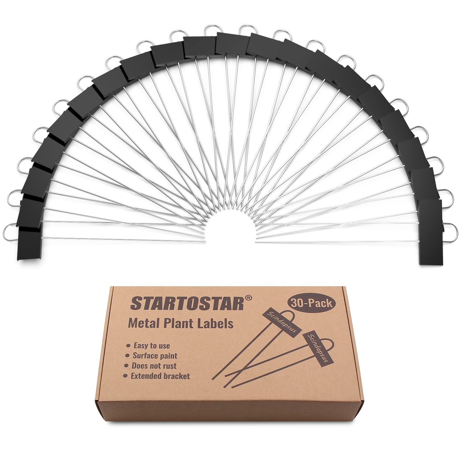 Packed STARTOSTAR metal plant labels with service card