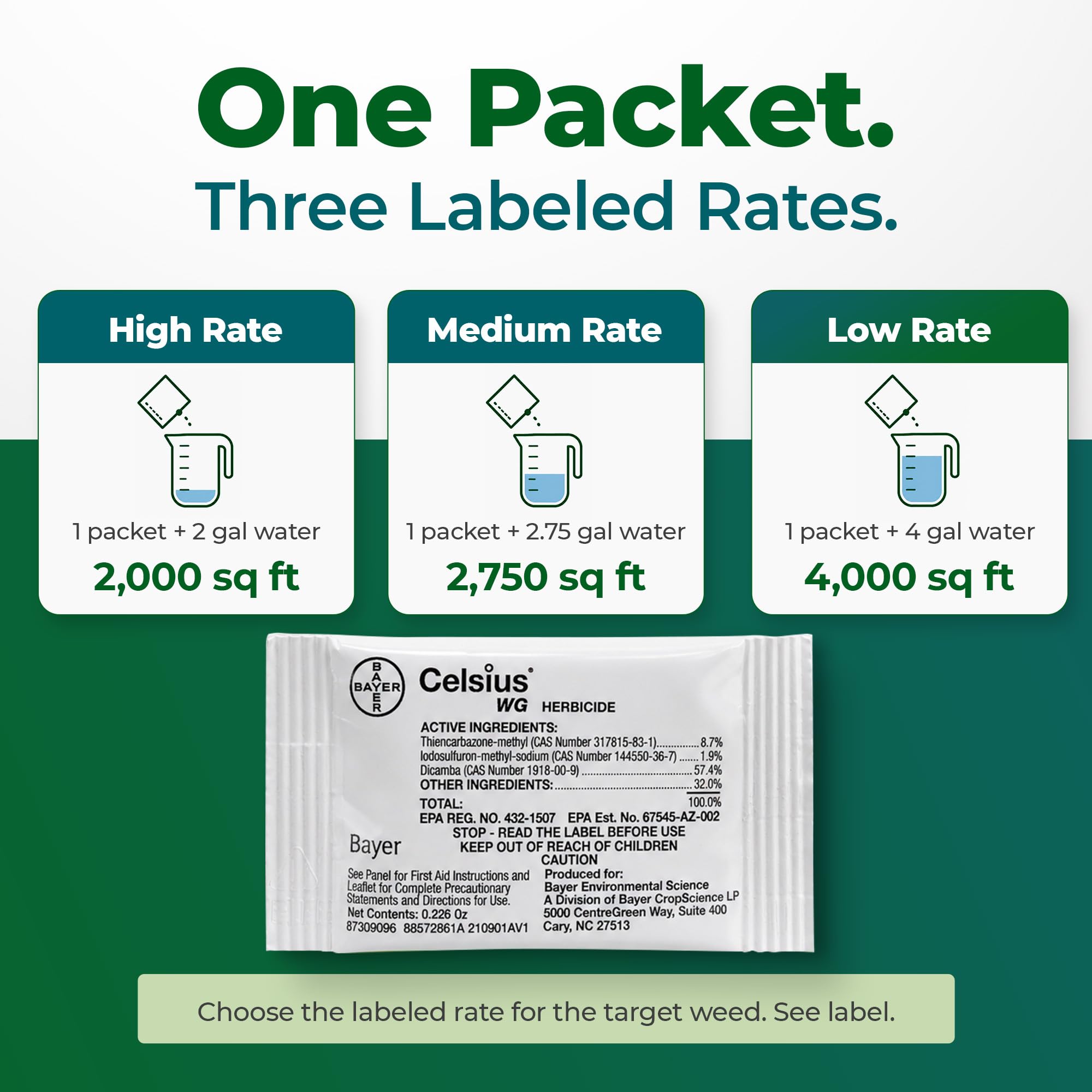 Packet two of Celsius WG Herbicide for fall application