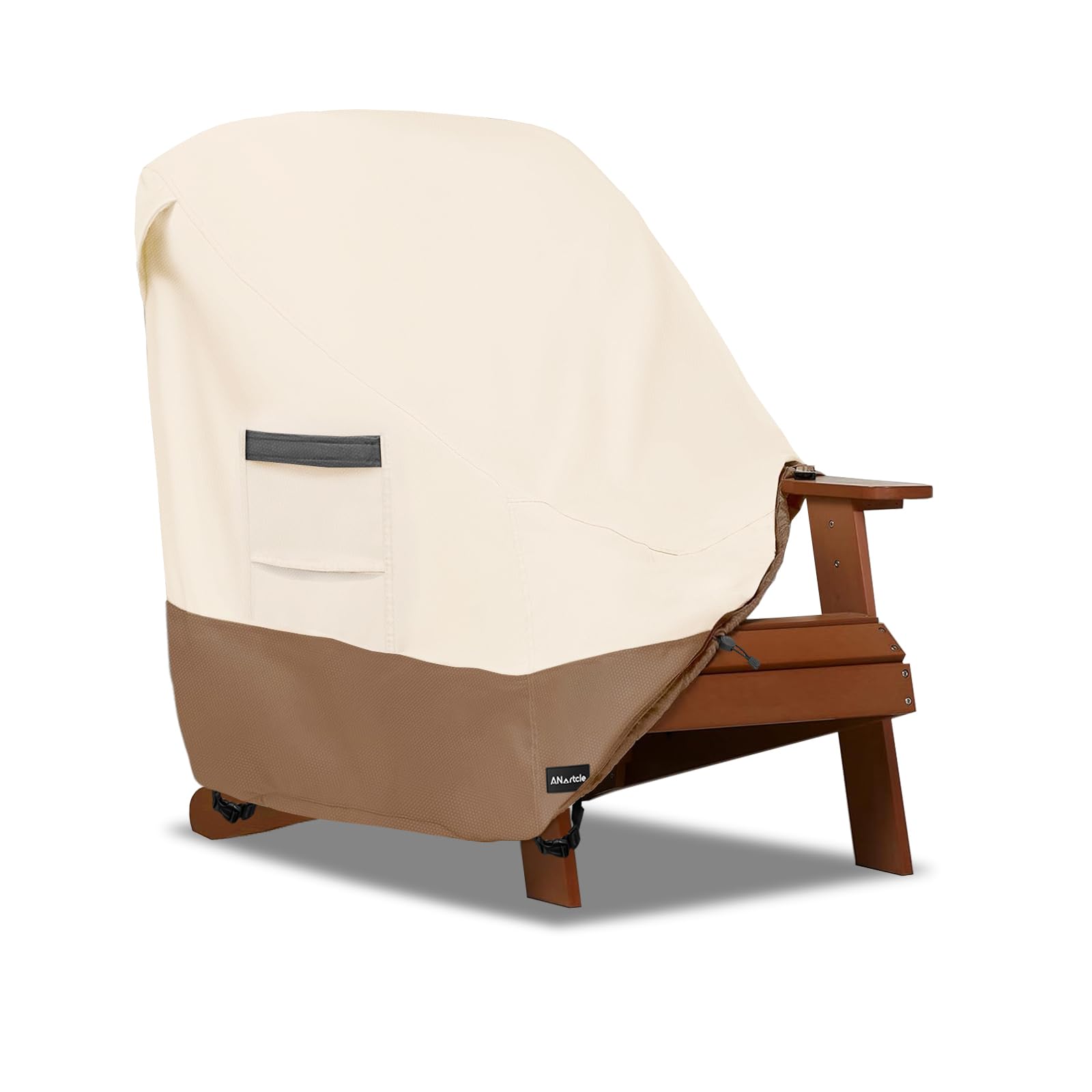 Padded handles for easy fitting and removal of chair cover