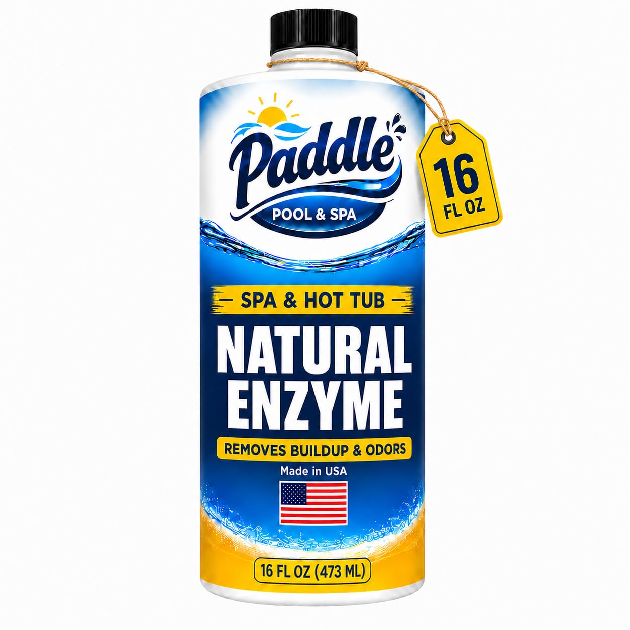 Paddle Hot Tub Enzyme 16 oz white bottle front view