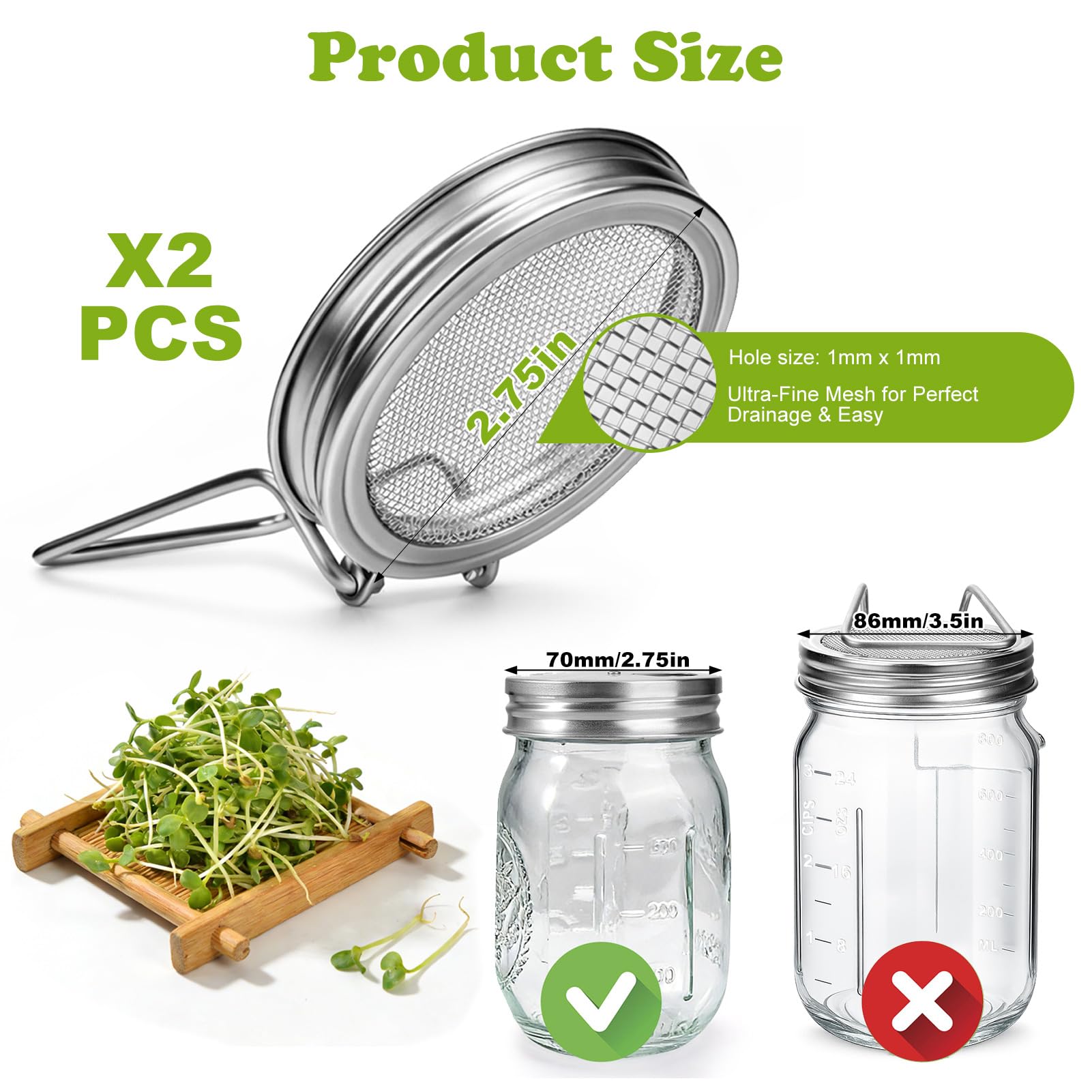 Palksky Sprouting Lid close-up showing stainless steel mesh