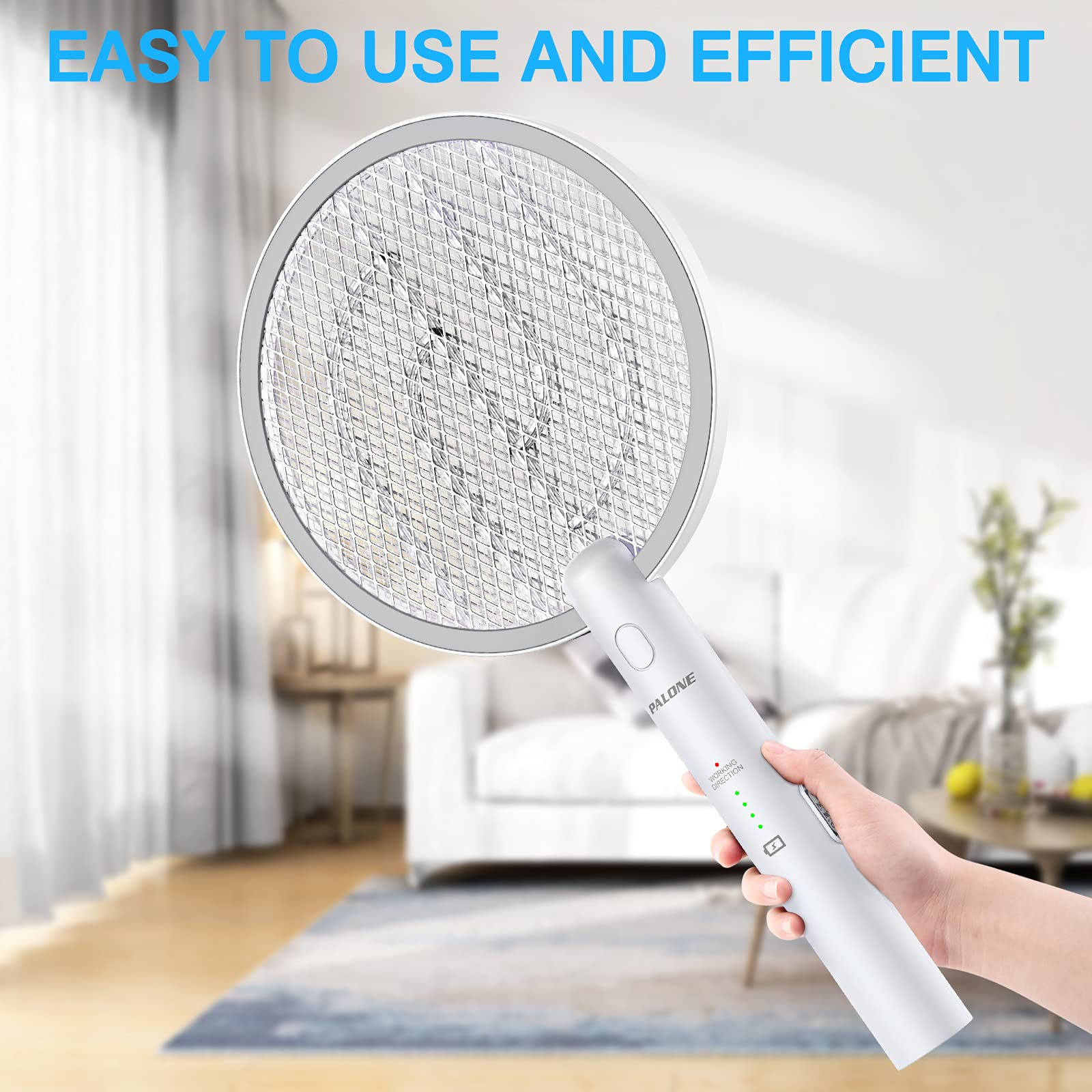 PALONE Electric Fly Swatter 4000V back view showing charging base
