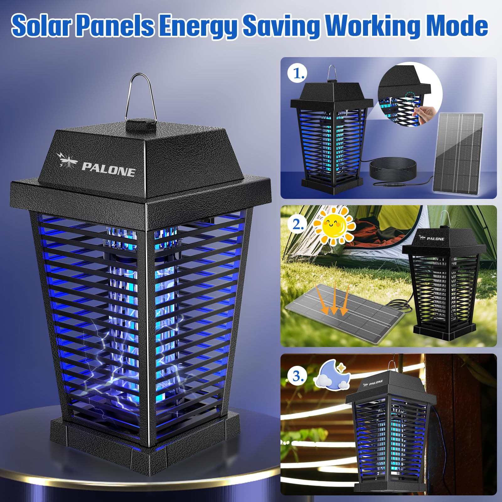 PALONE Solar Bug Zapper with cleaning accessory