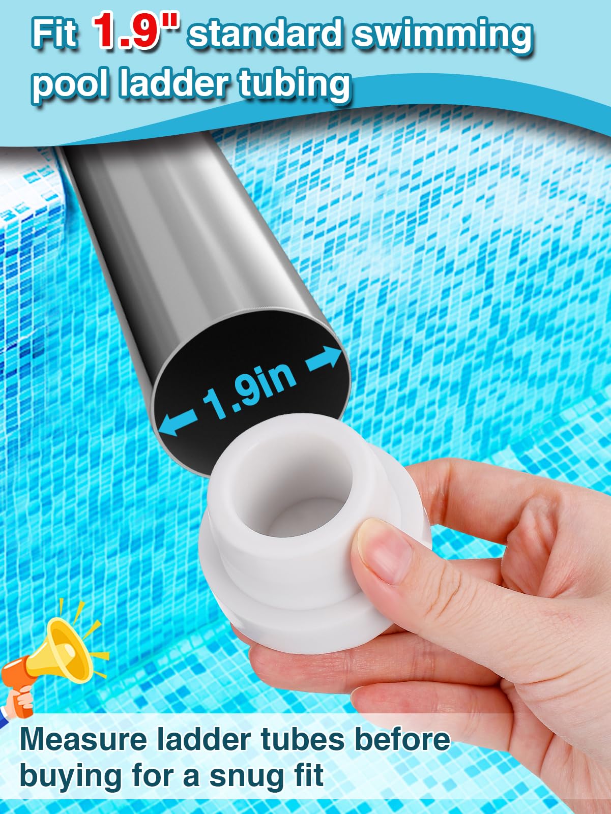 PAMASE pool ladder bumper inserted into ladder tube
