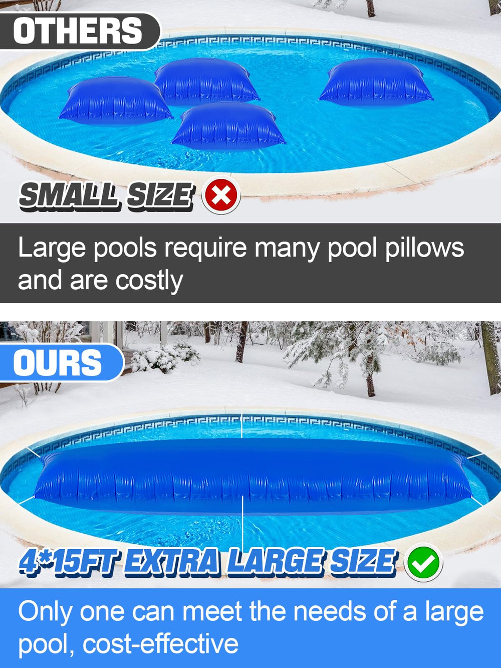 PAMASE pool pillow inflated in an above-ground pool
