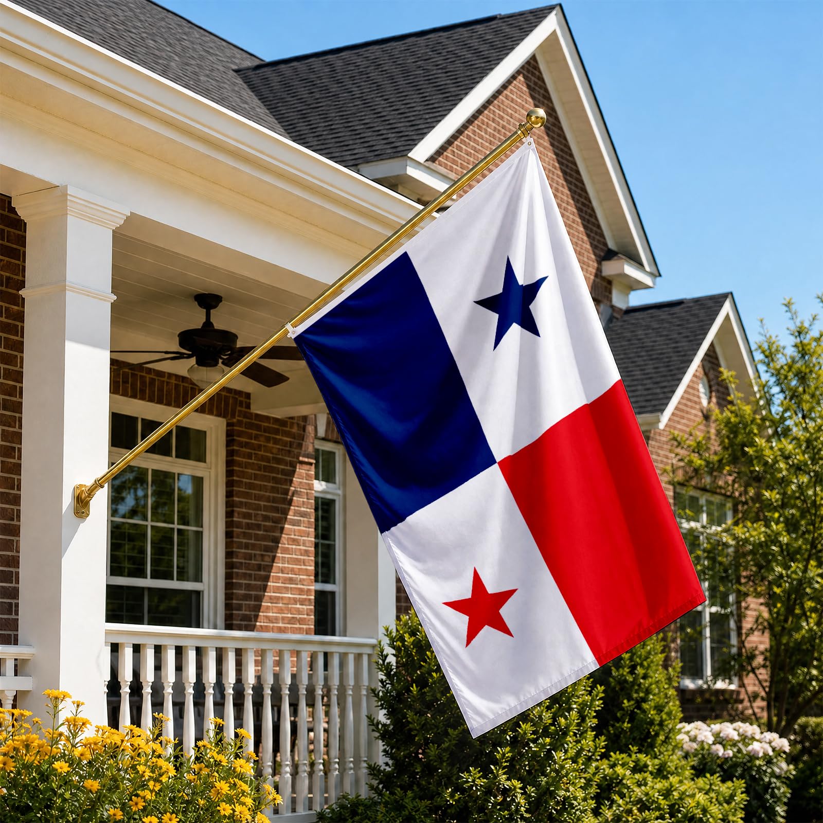 Panama flag waving in a gentle breeze outdoors