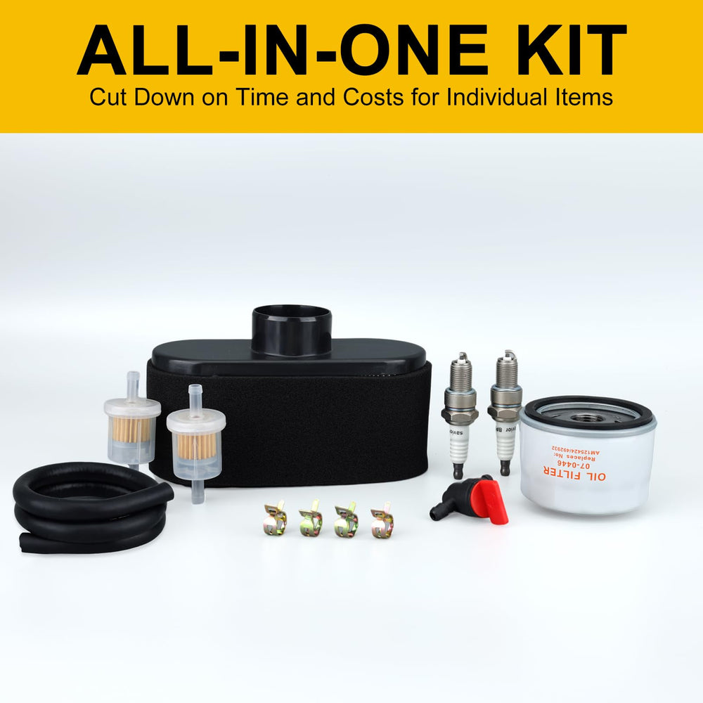 Panari Tune Up Kit components displayed on a lawn mower
