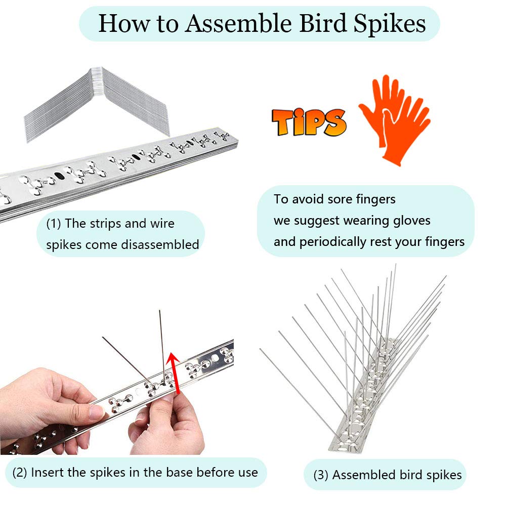 PANGCH Bird Spikes close-up showing mounting holes