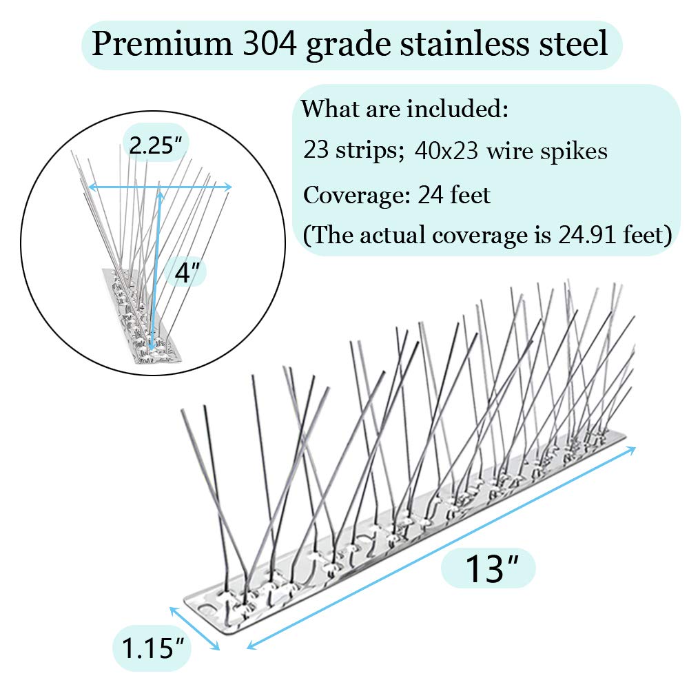 PANGCH Bird Spikes in packaging with dimensions shown
