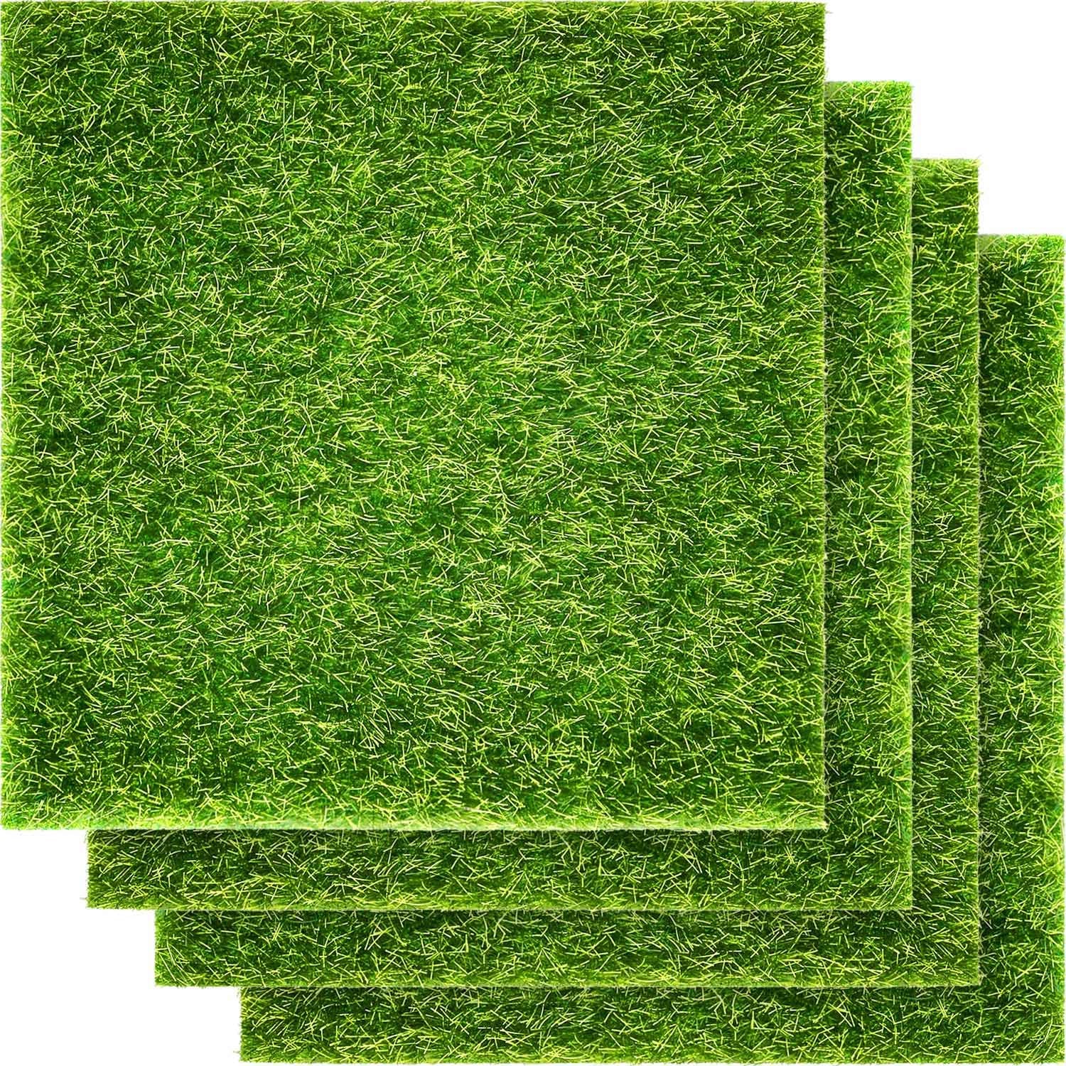 Pangda 4 Packs 6 x 6 Inch Artificial Grass Green