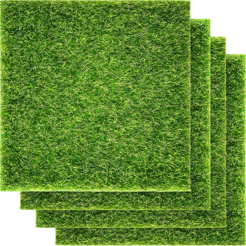 Pangda 4 Packs 6 x 6 Inch Artificial Grass Green