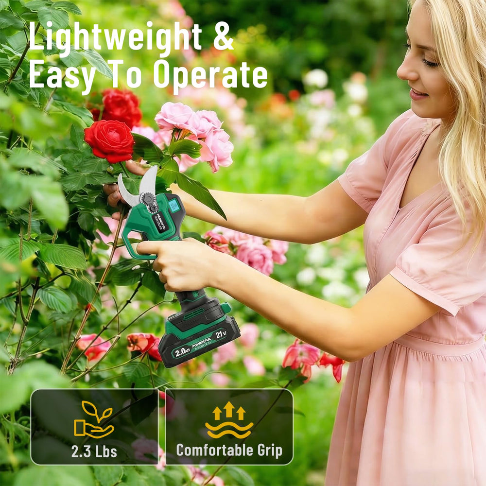 PAOWAFOL Electric Pruning Shears alongside the included adapter