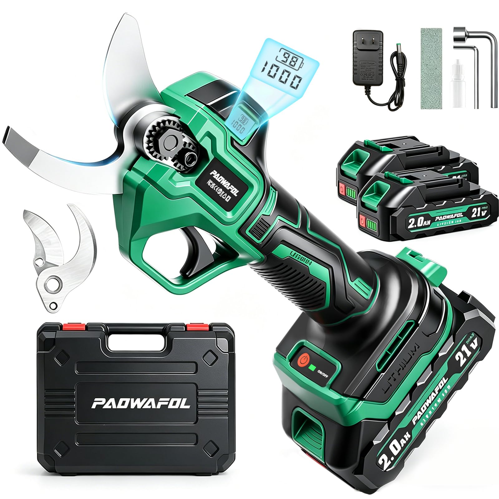 PAOWAFOL Electric Pruning Shears front view with sharp blades