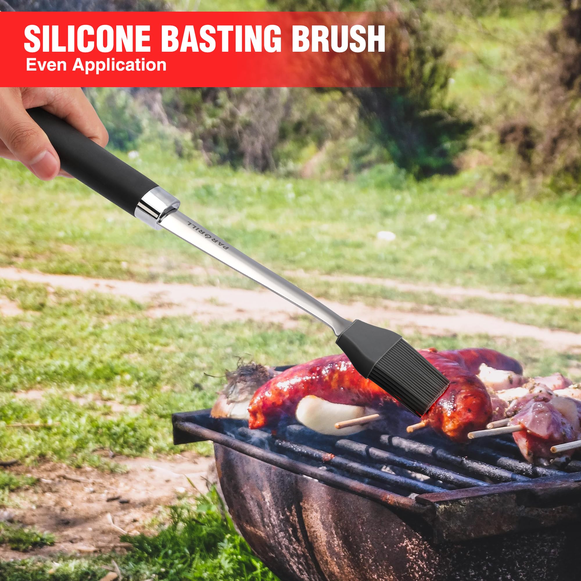 PARGRILL brush for basting with long handle