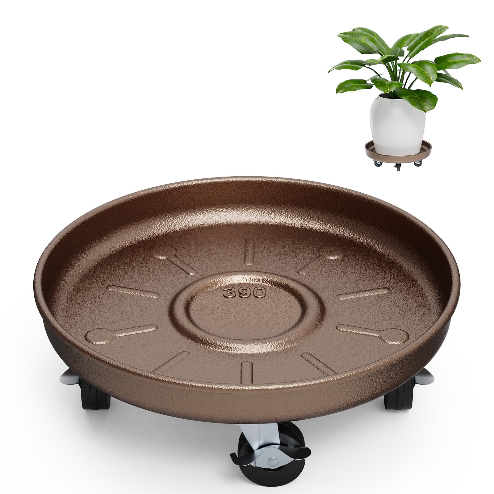 Parsagi 14 inch plant caddy with wheels, top view