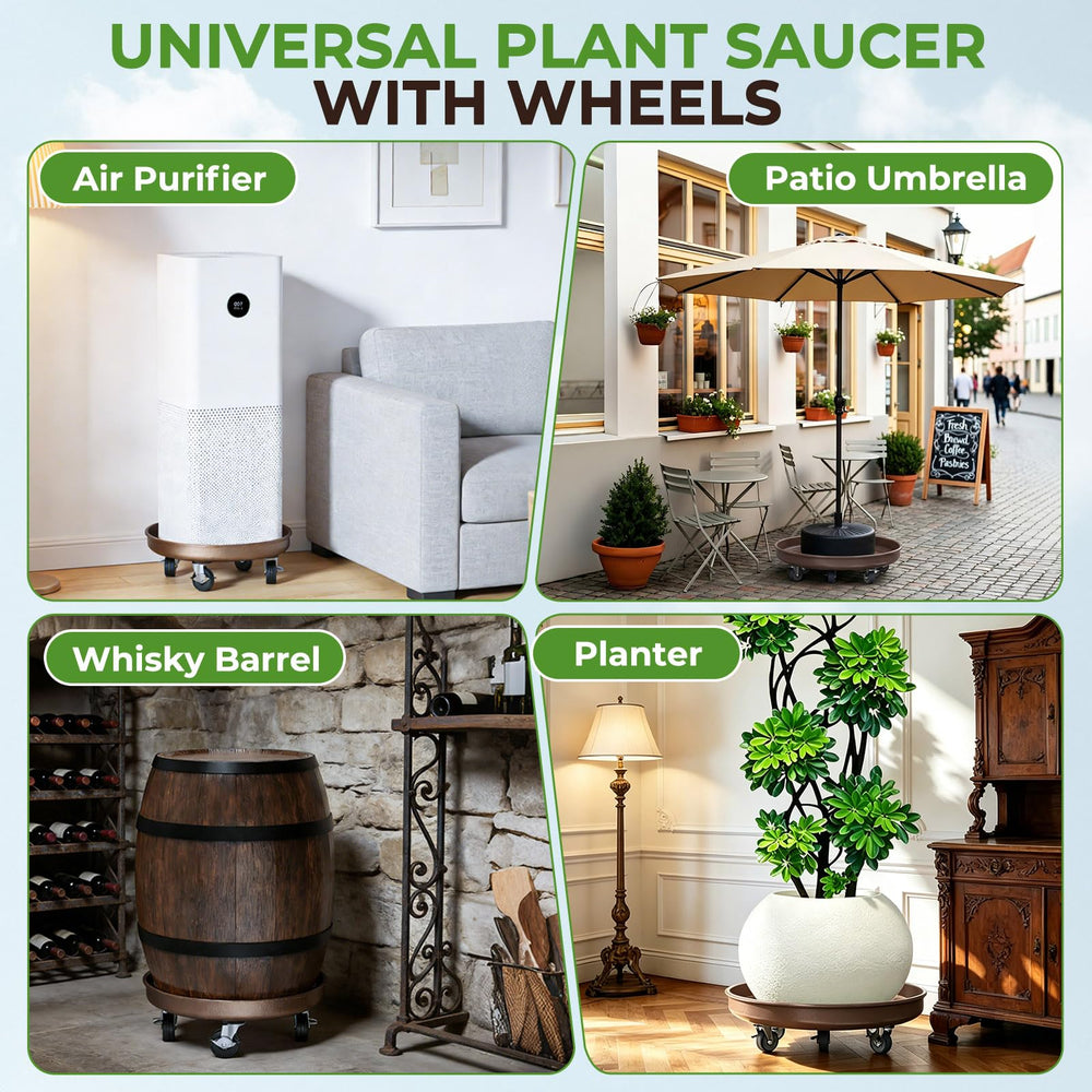 Parsagi plant caddy with plants indoors, preventing spills