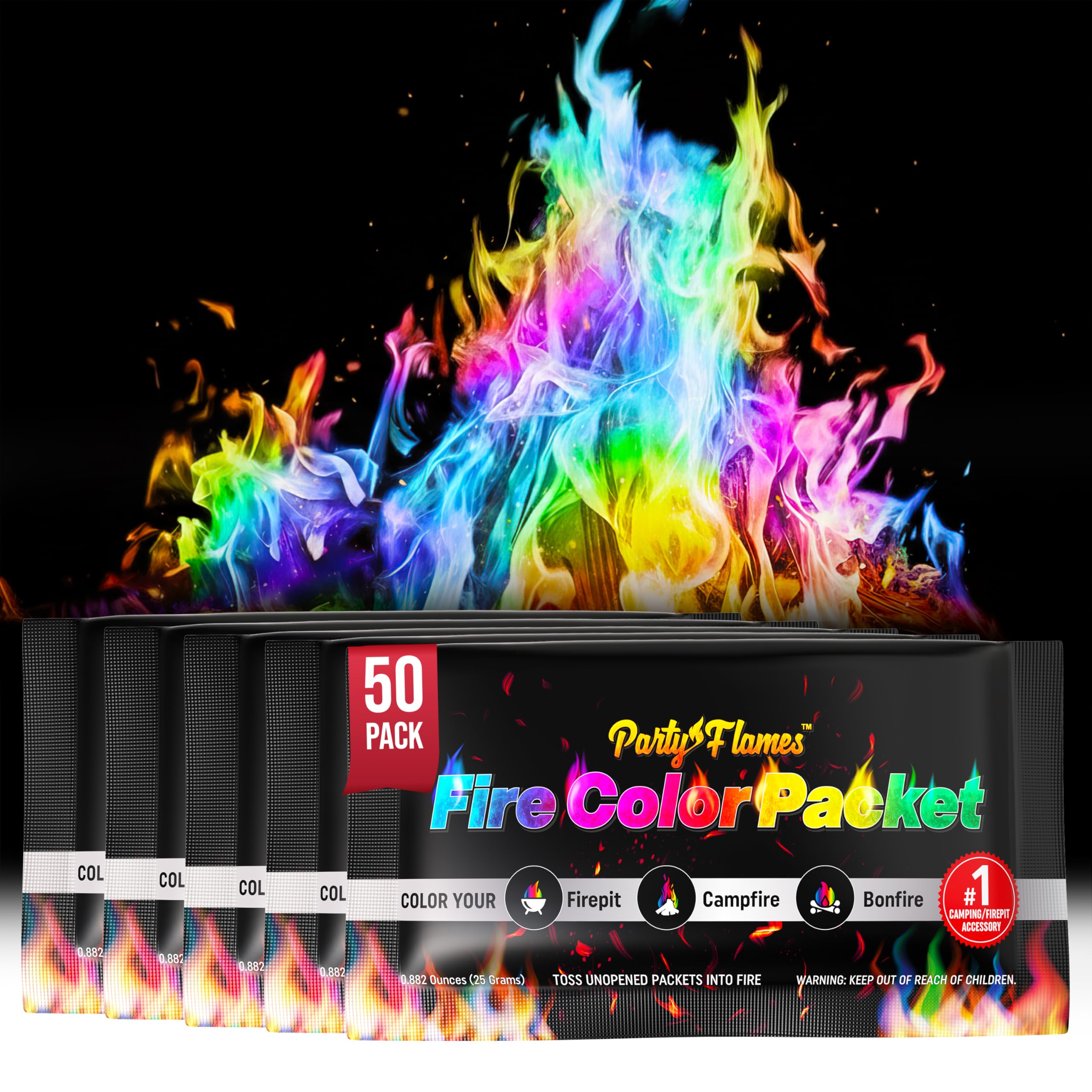 Party Flames Fire Color Changing Packets 50 Pack front view