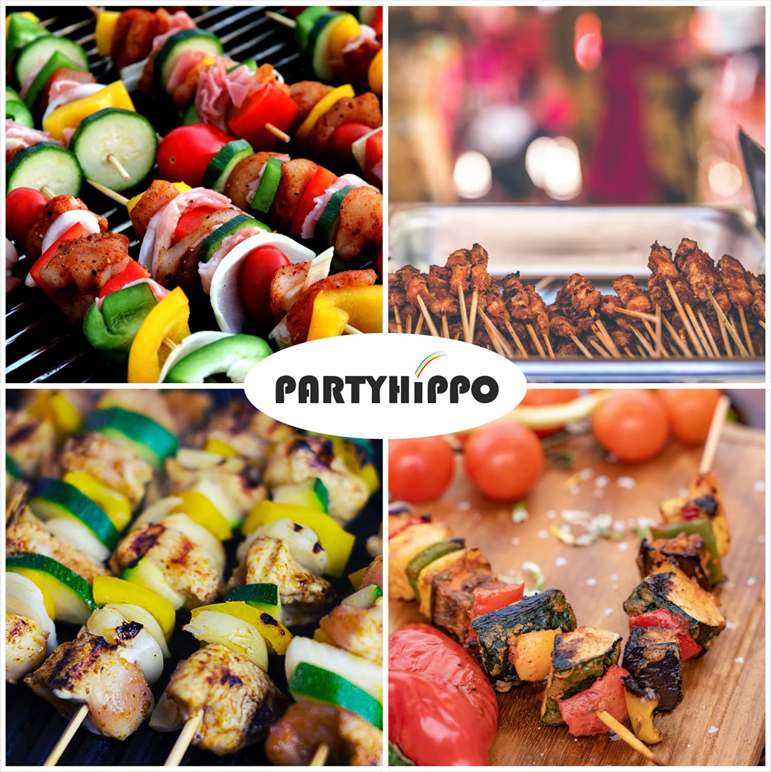 PARTYHIPPO 8 Inch Bamboo Skewers in packaging