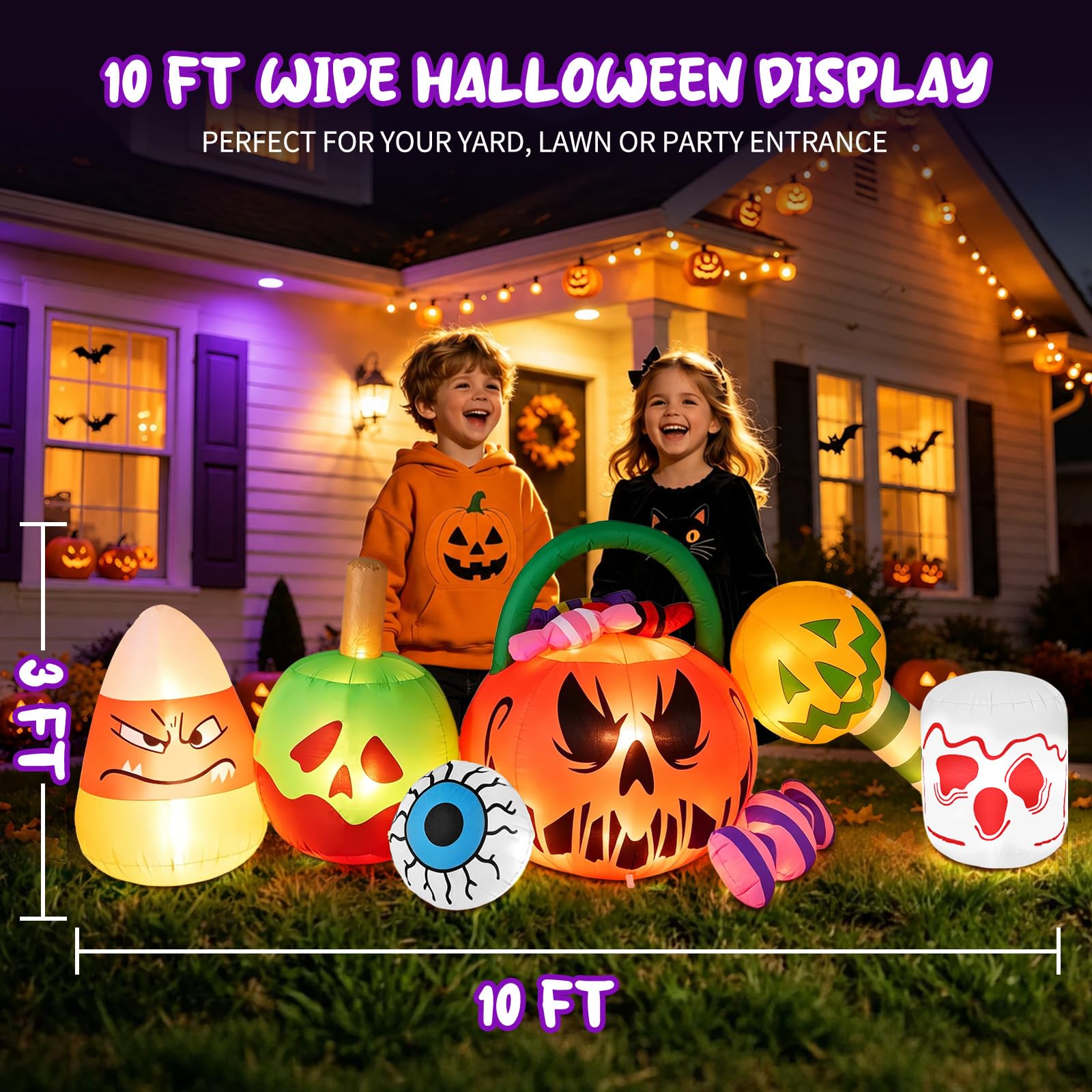 Partyotu 10FT inflatable ghost in garden setting