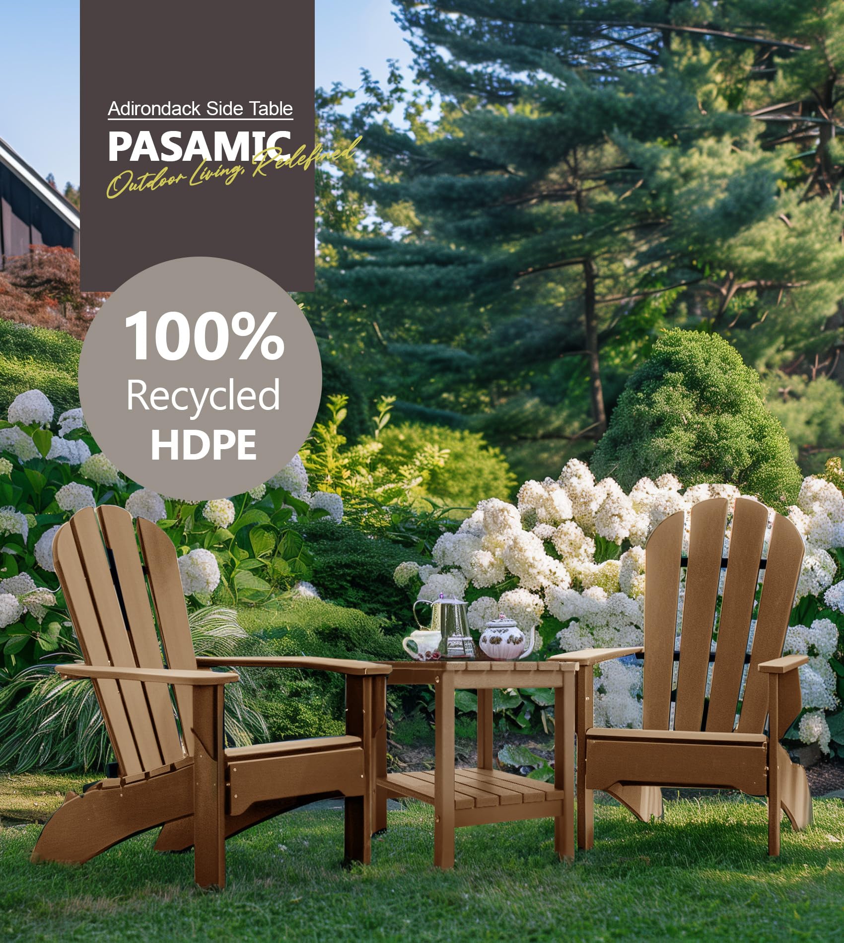 PASAMIC Outdoor Side Table, brown, assembled