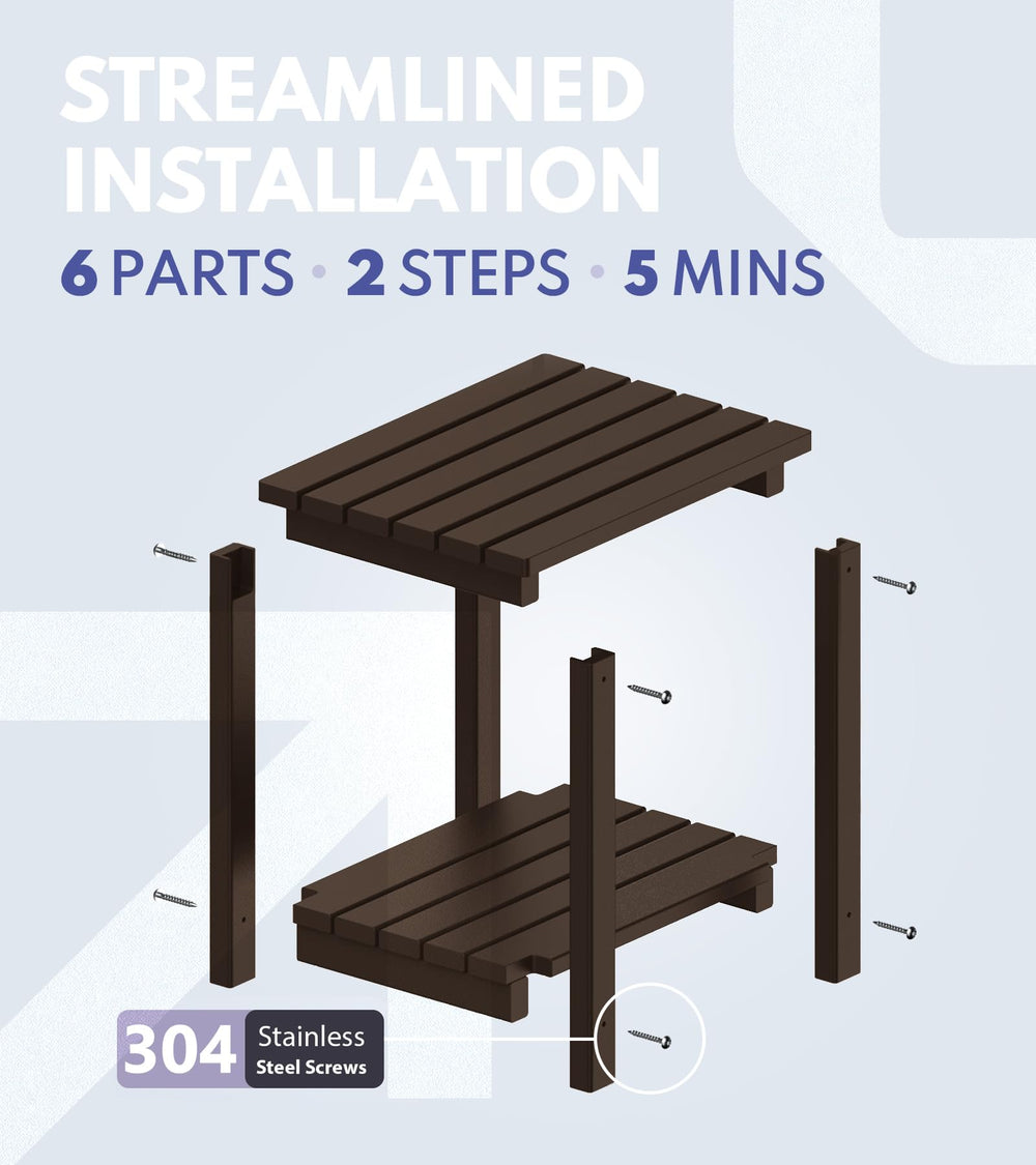 PASAMIC Outdoor Side Table, brown, lower shelf view