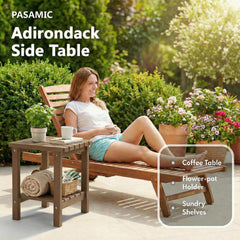 PASAMIC Outdoor Side Table, brown, top view