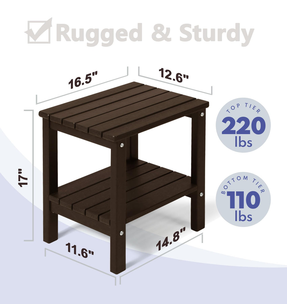 PASAMIC Outdoor Side Table, brown, with drinks and snacks
