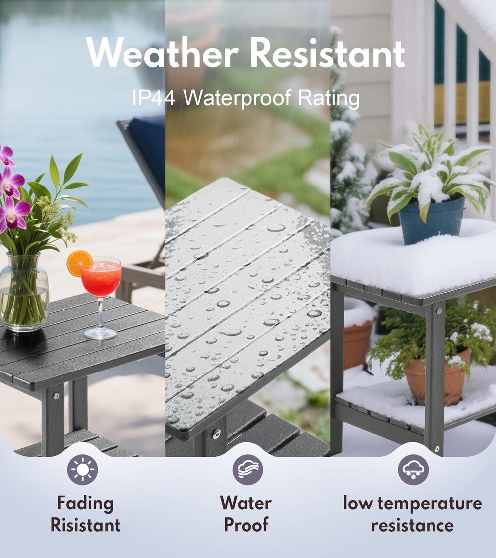 PASAMIC Outdoor Side Table Grey in garden setting