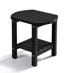 PASAMIC Outdoor Side Table with 2-Tier design in Black front view