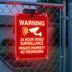 PASAMIC Solar No Trespassing Sign front view with illuminated panel