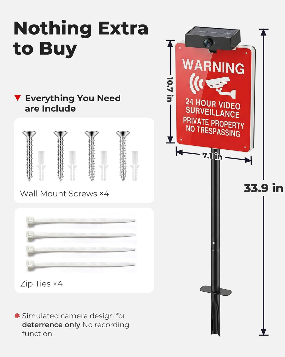 PASAMIC Solar No Trespassing Sign packaging front view