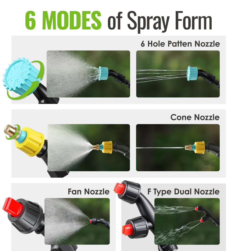 PASAMIC sprayer with extendable wand and nozzles laid out