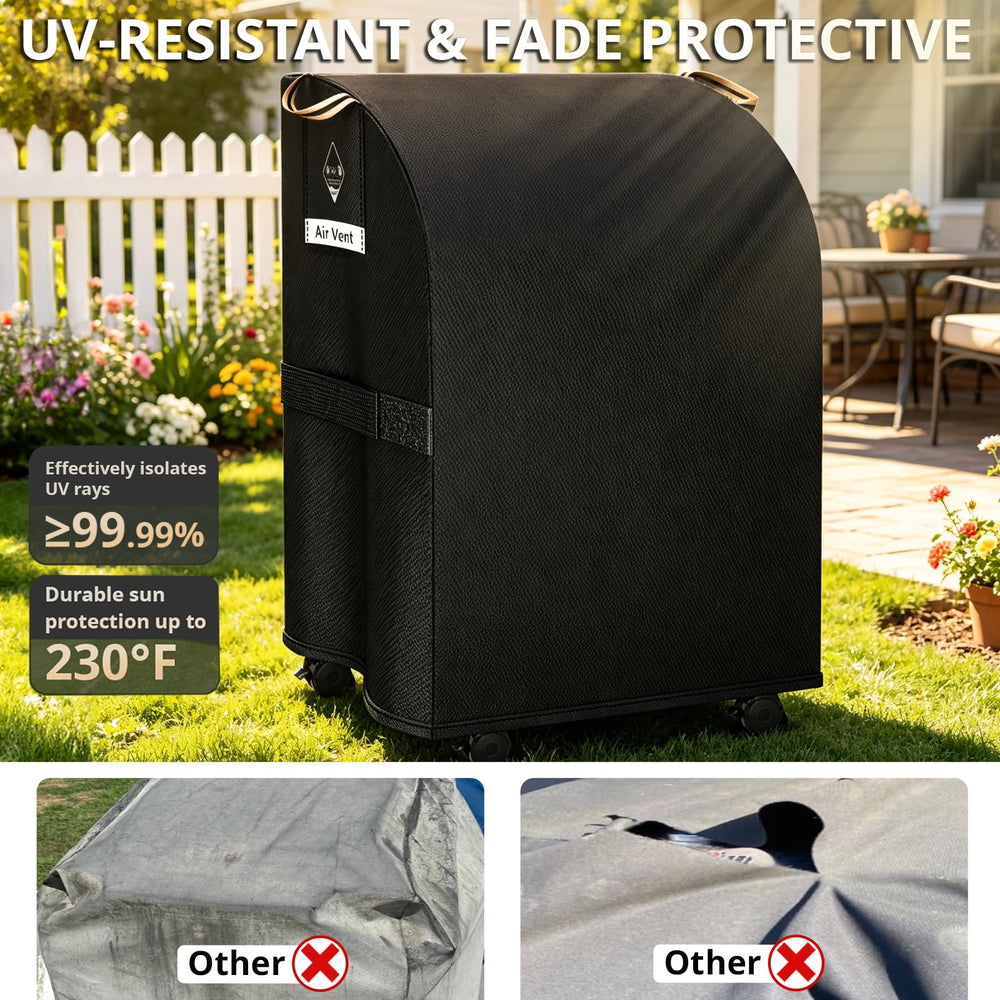 PasWith grill cover in use during outdoor cooking