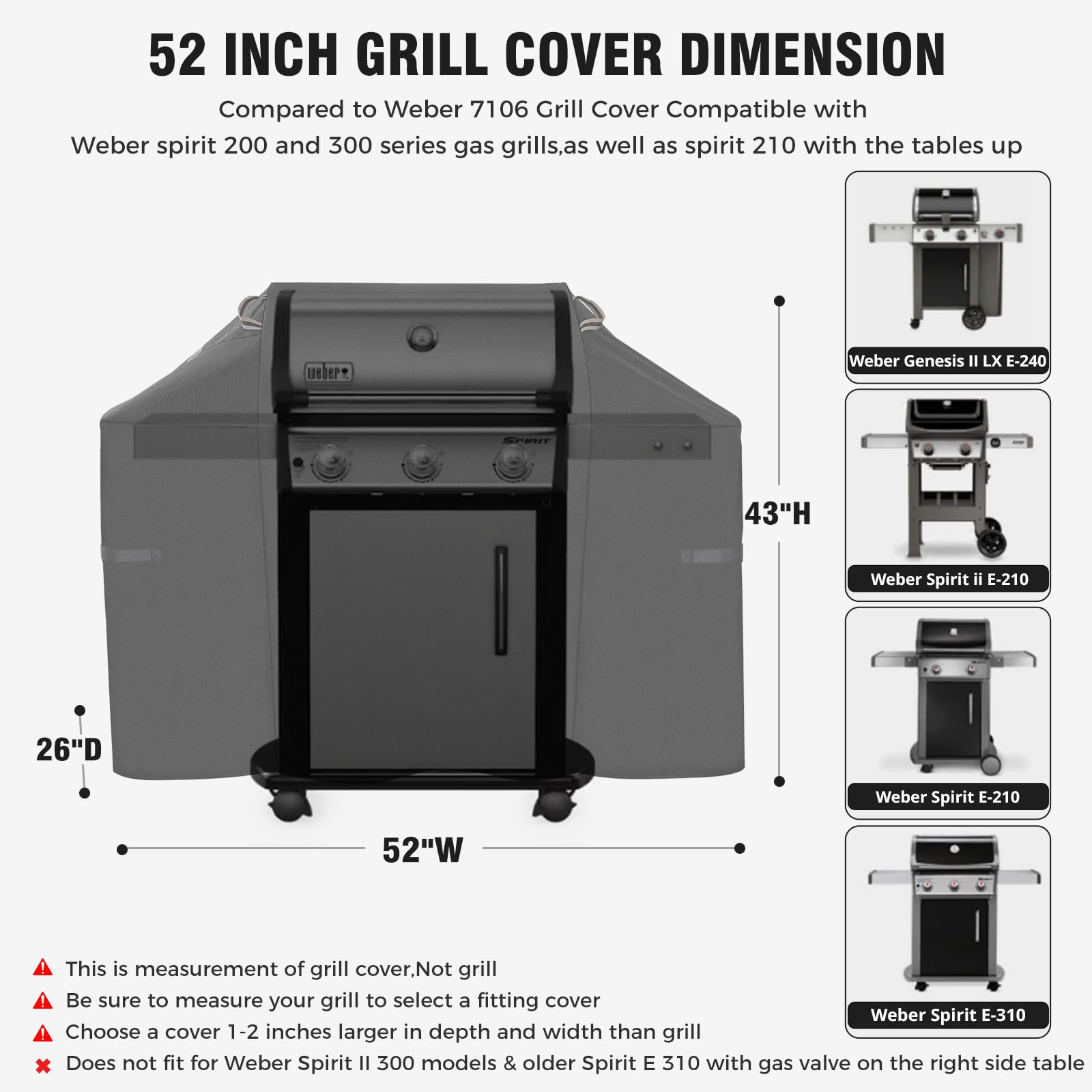 PasWith Grill Cover side view showing adjustable straps