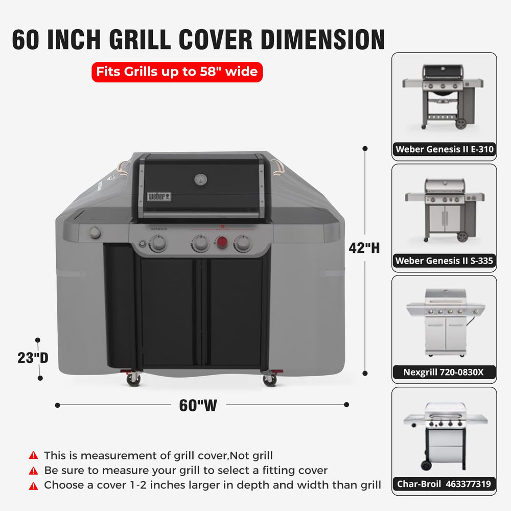 PasWith grill cover side view showing adjustable straps