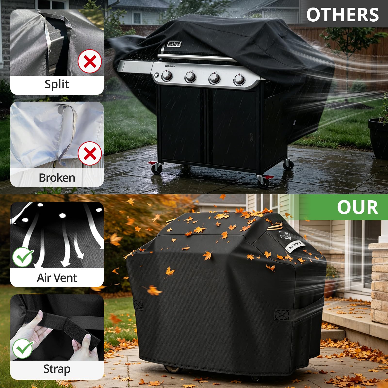 PasWith grill cover with handles for easy removal